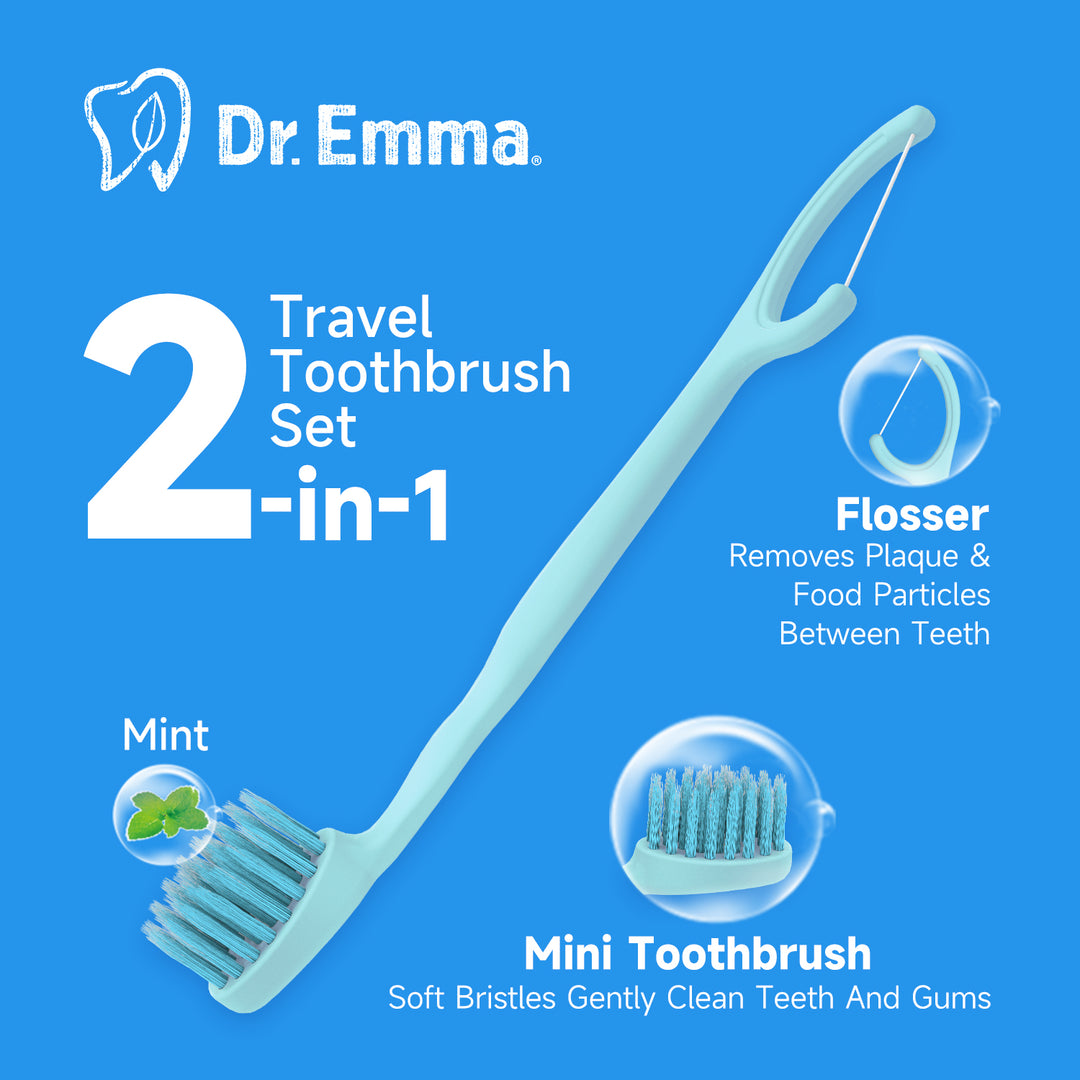 Mini Disposable Toothbrushes with Toothpaste and Floss, Travel Pre-Pasted for On-The-Go Use Individually Wrapped Small Portable Mint