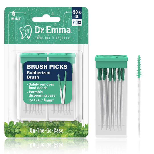 Brush Picks Rubberized Brush Mint Brush Picks, 100 Picks/Pack