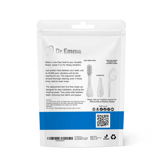 dr. emma electric flosser power toothbrush twin-line double dental floss teeth cleaning